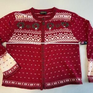 Nordic style hand knit  woolrich Christmas Cardigan Sweater Sz M